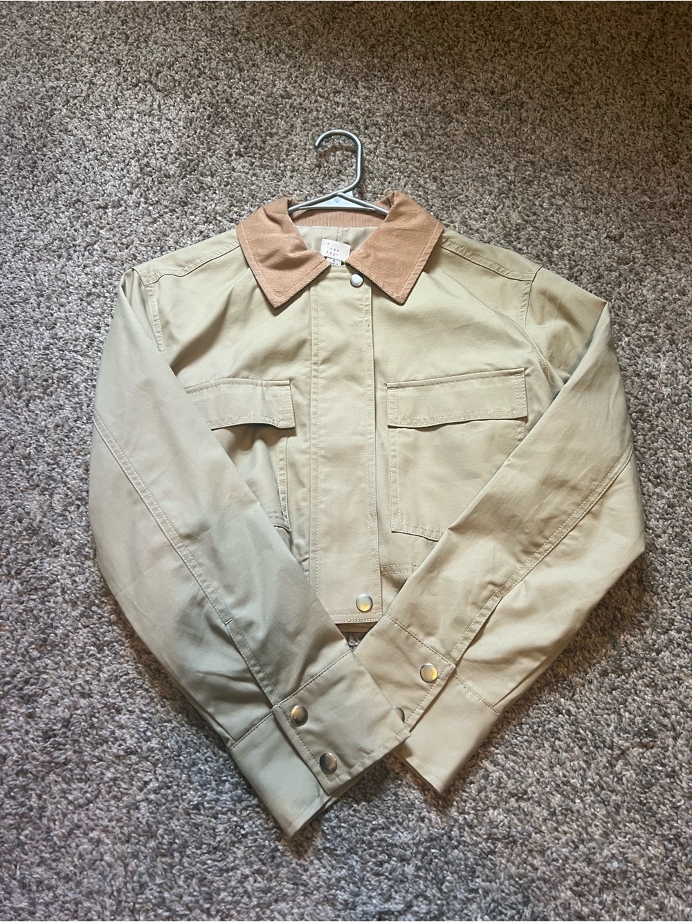 Cotton Blend Jacket with Corduroy Collar